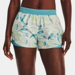 Under Armour PALE OLIVE/CLOUDLESS SKY Playup 3.0 Shorts| Womens Size L|NEW W Tag